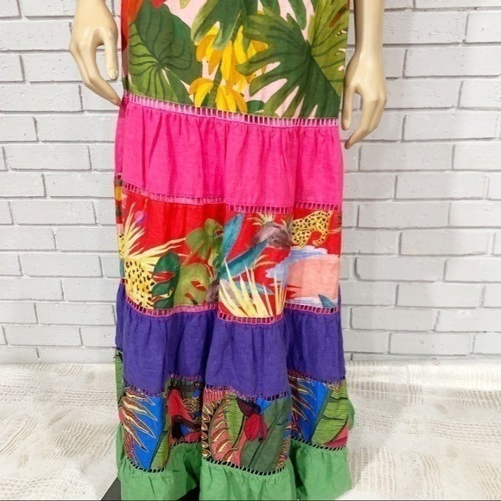 FARM Rio Multicolor Patchwork Maxi Dress - Yellow, Orange, Pink, Green, Purple - Picture 5 of 12